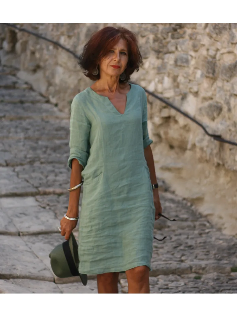 Linen dress green