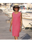 Linen dress without sleeves fuchsia 