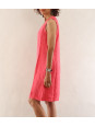 Linen dress without sleeves fuschia