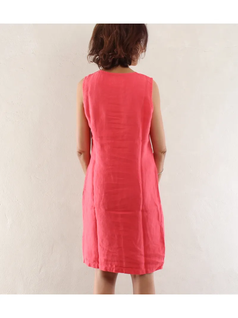 Robe en lin sans manche fuschia