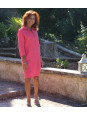 Robe chemise en lin fushia