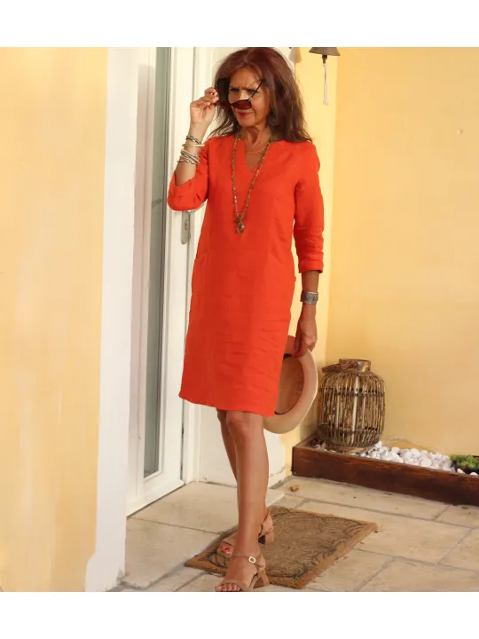 Robe en online lin orange