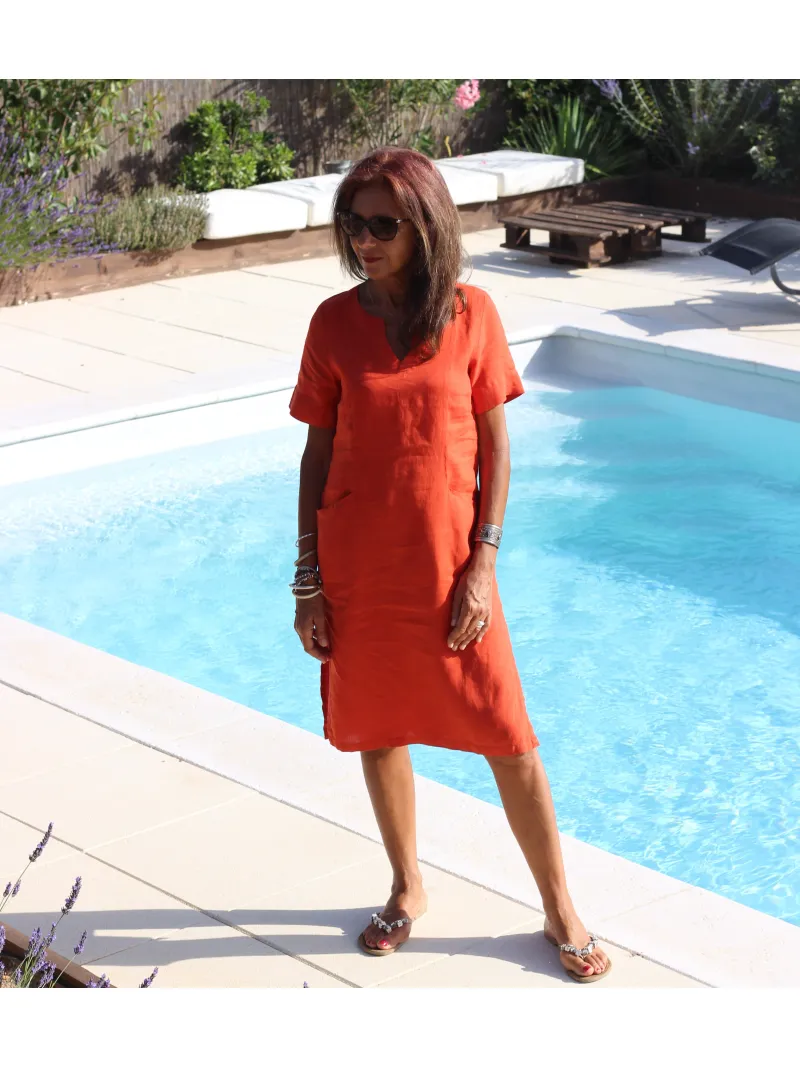 Robe lin ocre
