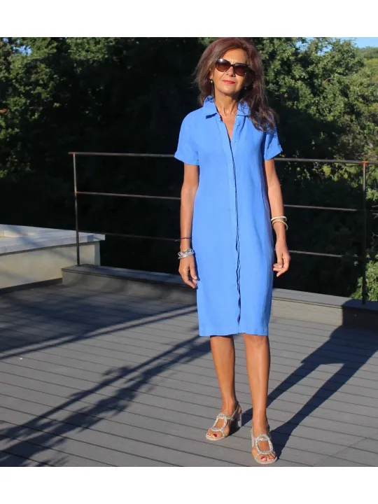 Blue linen dress