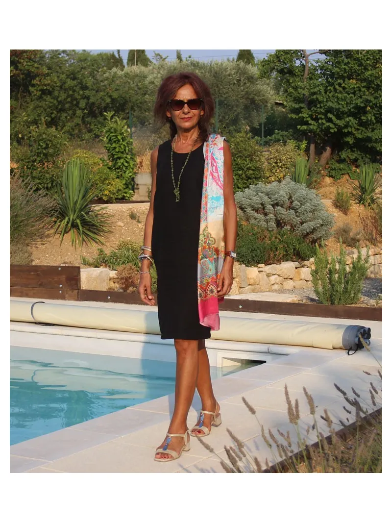 Linen dress without sleeves black LUBERONE