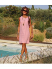 Linen dress without sleeves pink 