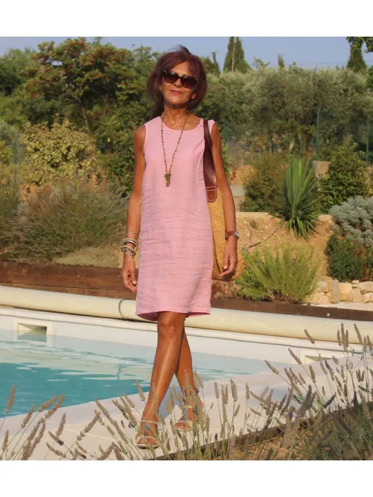 Robe lin top sans manche