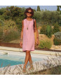 Robe en lin sans manche rose