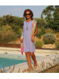 Linen dress without sleeves blue