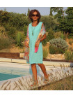 Linen dress without sleeves blue turquoise 