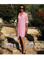 Robe chemise en lin rose