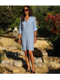 Robe chemise en lin bleu ciel