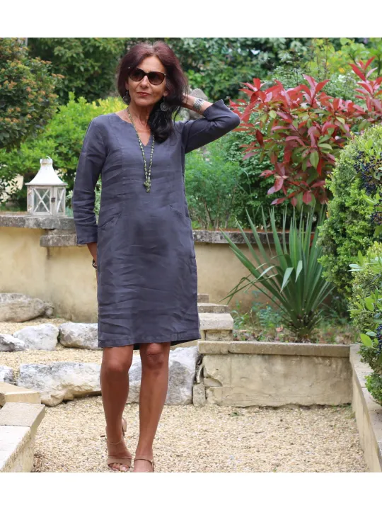 Linen dress anthracite