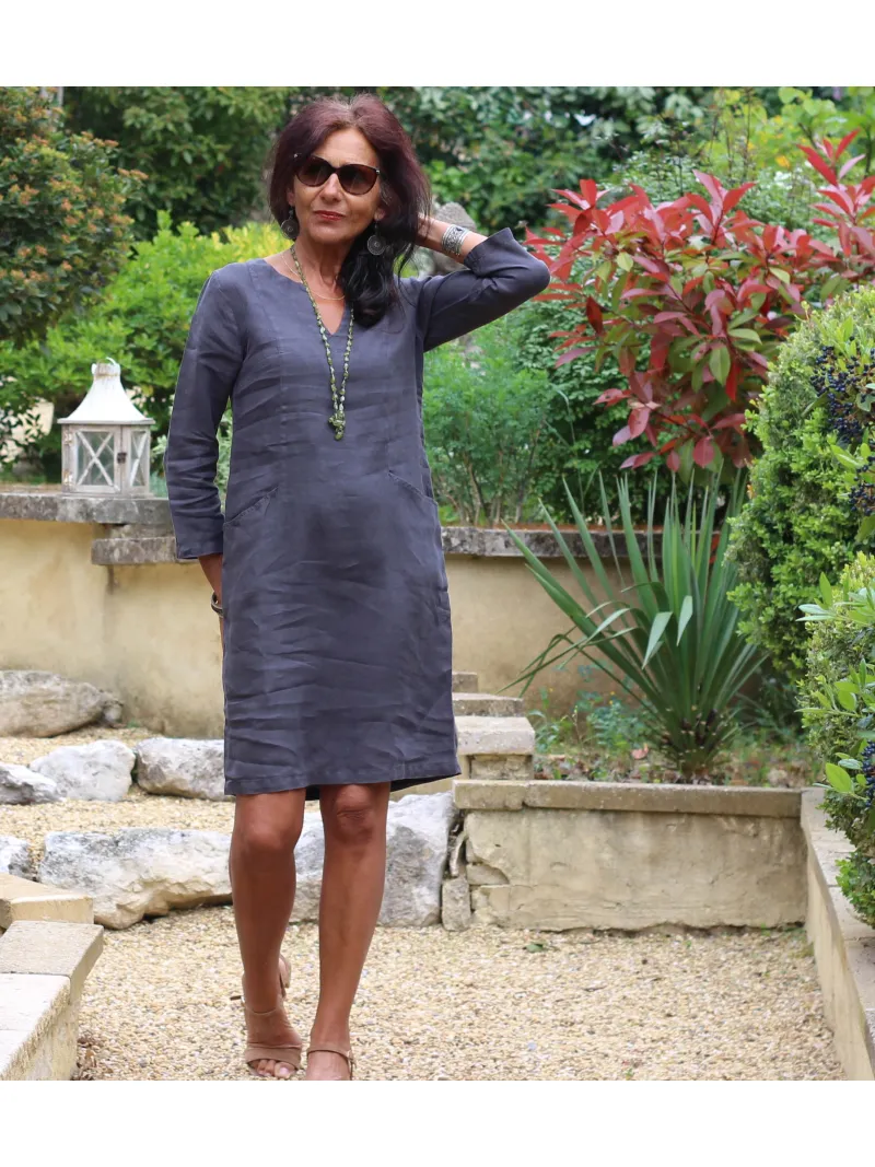 Linen dress anthracite