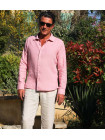 Linen shirt old pink long sleeve for men 