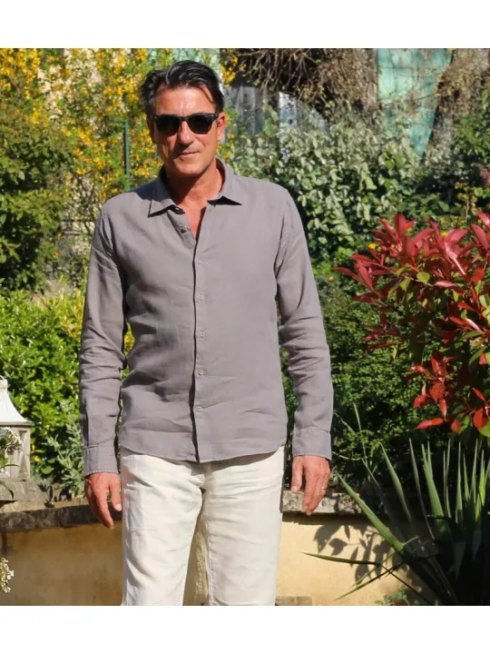 Linen shirt Eggplant