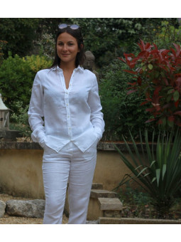 Chemise en lin blanc manche longue femme