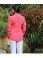 Chemise en lin fushia manche longue pour femme de dos