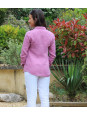 Chemise en lin parme manche longue pour femme de dos