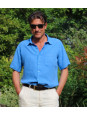 Royal blue short sleeved linen shirt for men