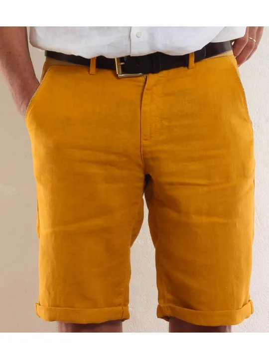 Mustard linen men's short