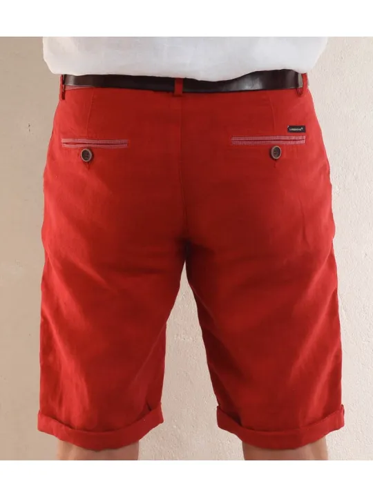Red linen men's short