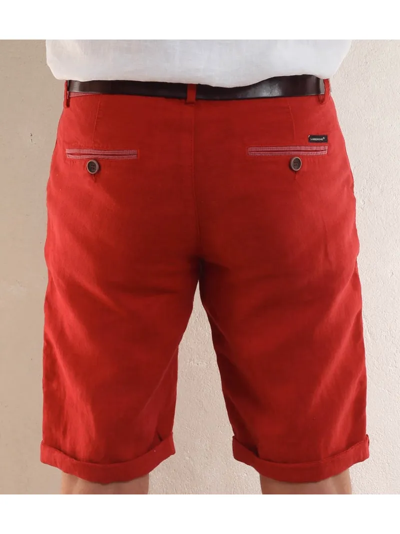 Red linen men's short