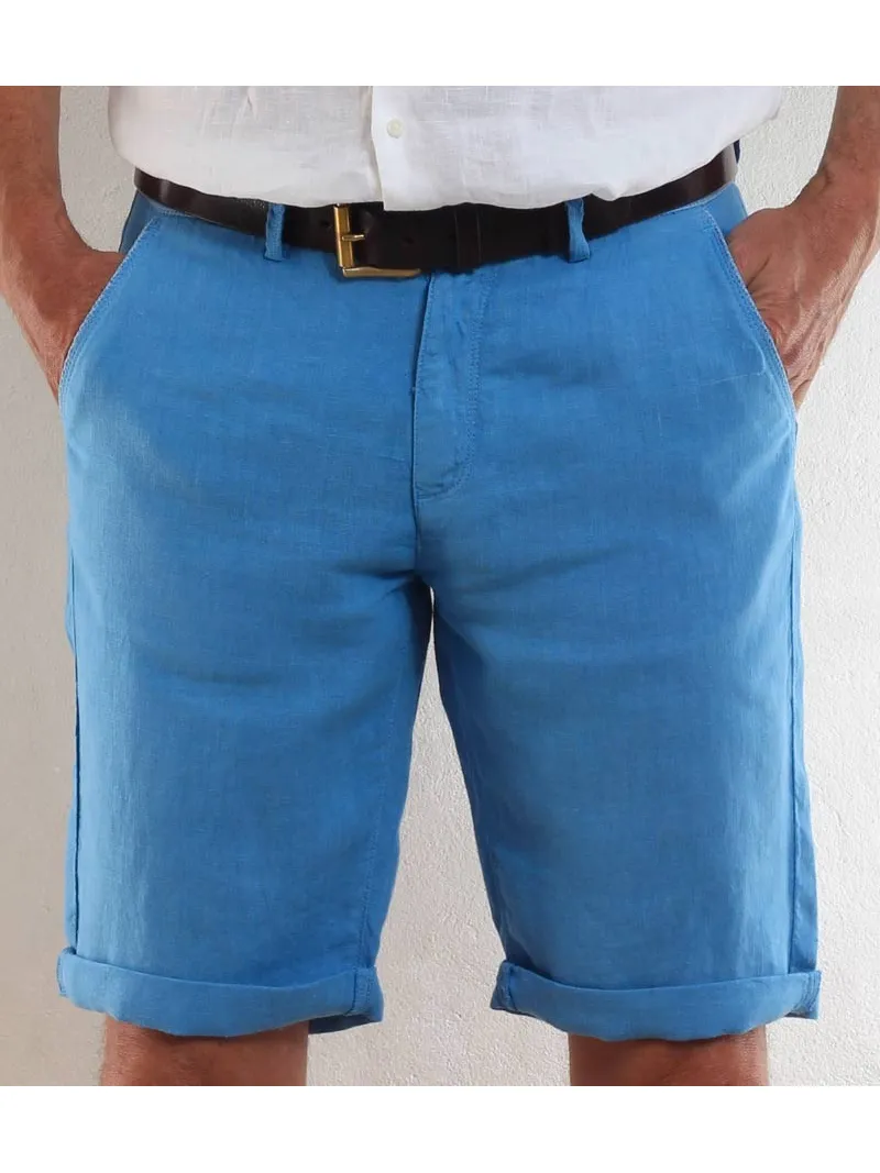 Linen short royal blue