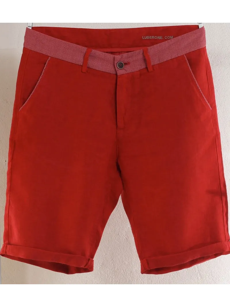Red linen men's short