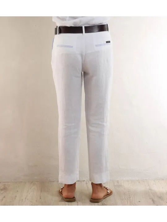 Pantalon femme lin blanc