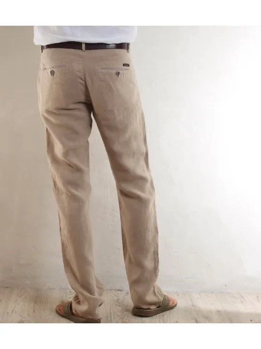 Pantalon en lin beige homme
