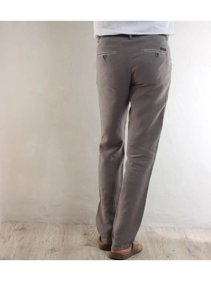 Pantalon homme lin grège