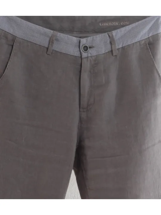 Pantalon homme lin grège