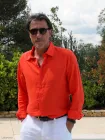 Linen shirt coral long sleeve for men 