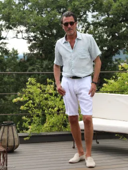 Bermuda en lin blanc homme