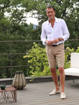 Bermuda en lin beige homme