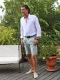 Bermuda en lin bleu gris homme