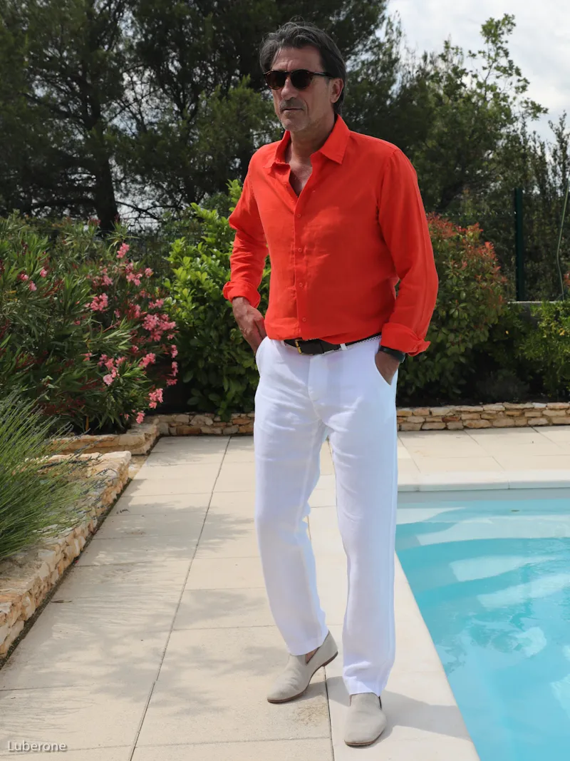 Pantalon en lin blanc homme