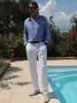 Pantalon lin blanc homme