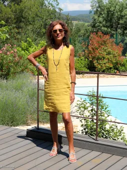 Robe en lin sans manche jaune