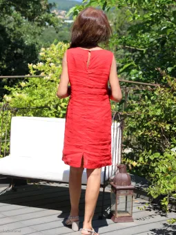 Robe lin sans manche rouge