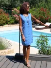 Linen dress without sleeves royal blue 
