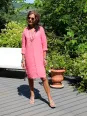 Tunique en lin avec col fushia