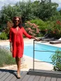 Tunique en lin avec col rouge