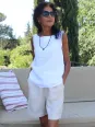 Bermuda femme lin sable élastique
