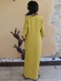 robe en lin manche longue jaune femme