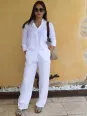 Chemise en lin blanc manche 3/4 femme