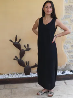 Robe longue lin noir