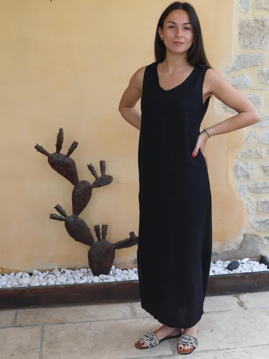 Robe longue lin noir