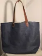 Navy linen tote bag